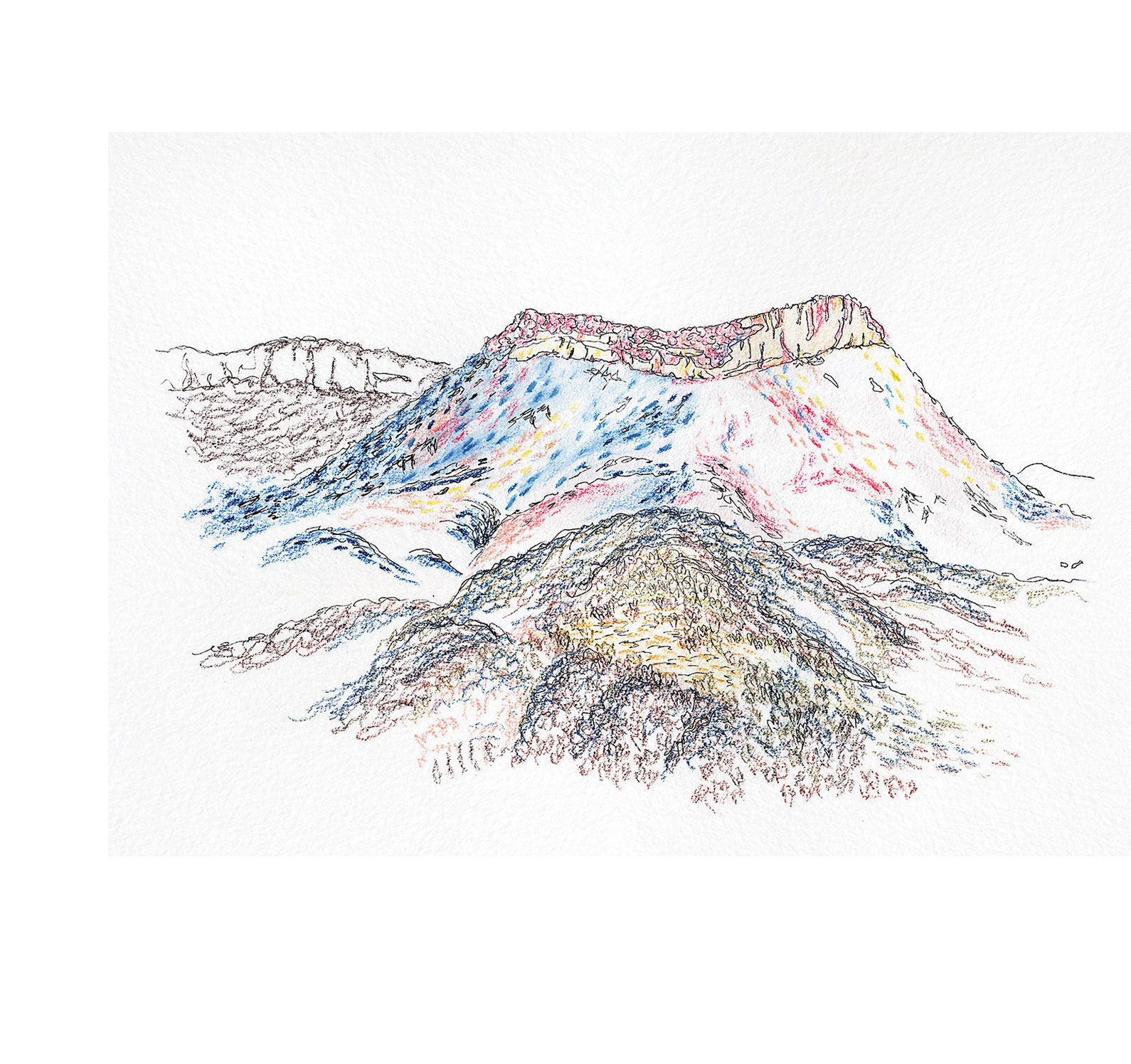 <i>Roche Colombe</i>, pastels secs et aquarelle, 2023