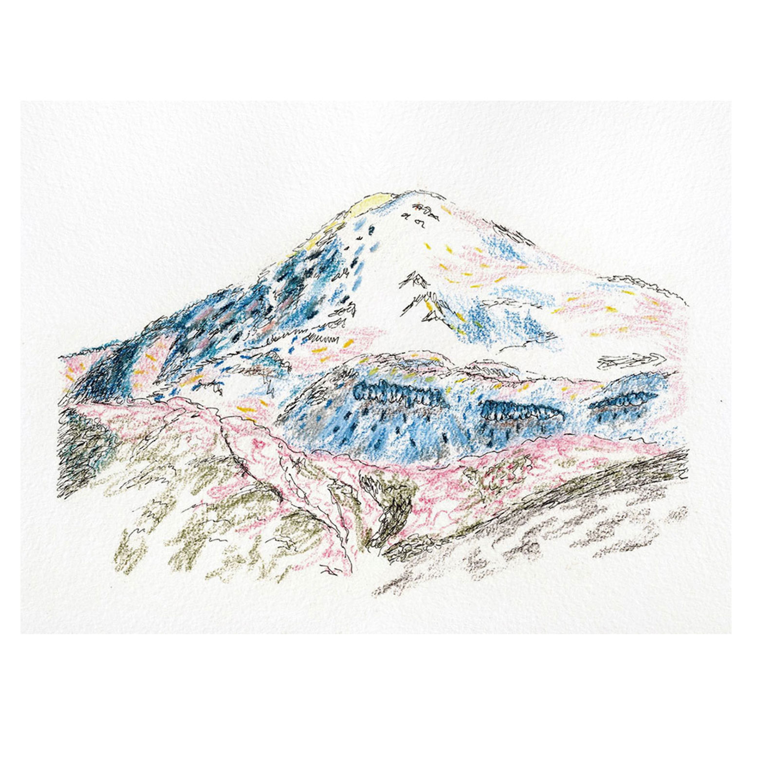 <i>Ventoux</i>, pastels secs et aquarelle, 2023
