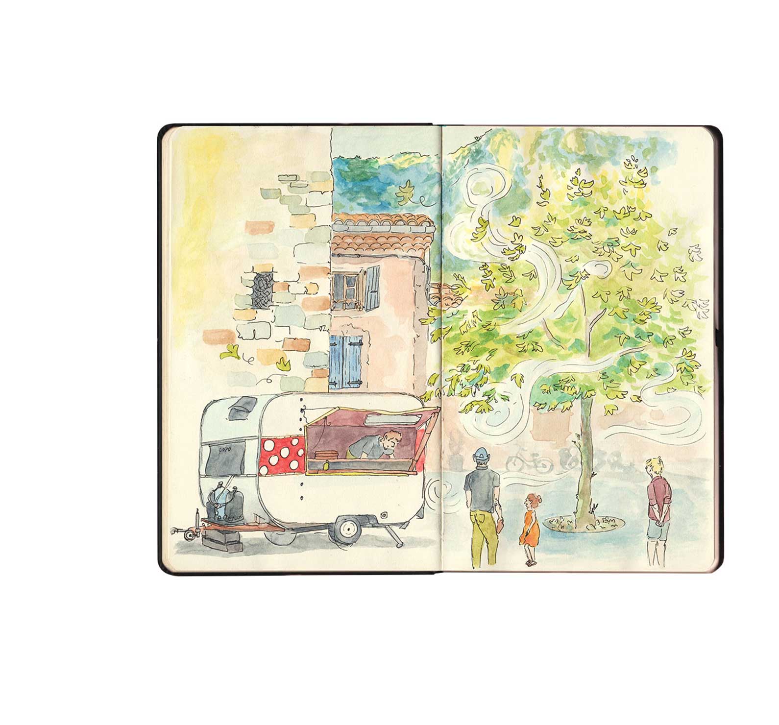 <i>Saou</i>, aquarelle et crayons, 2024