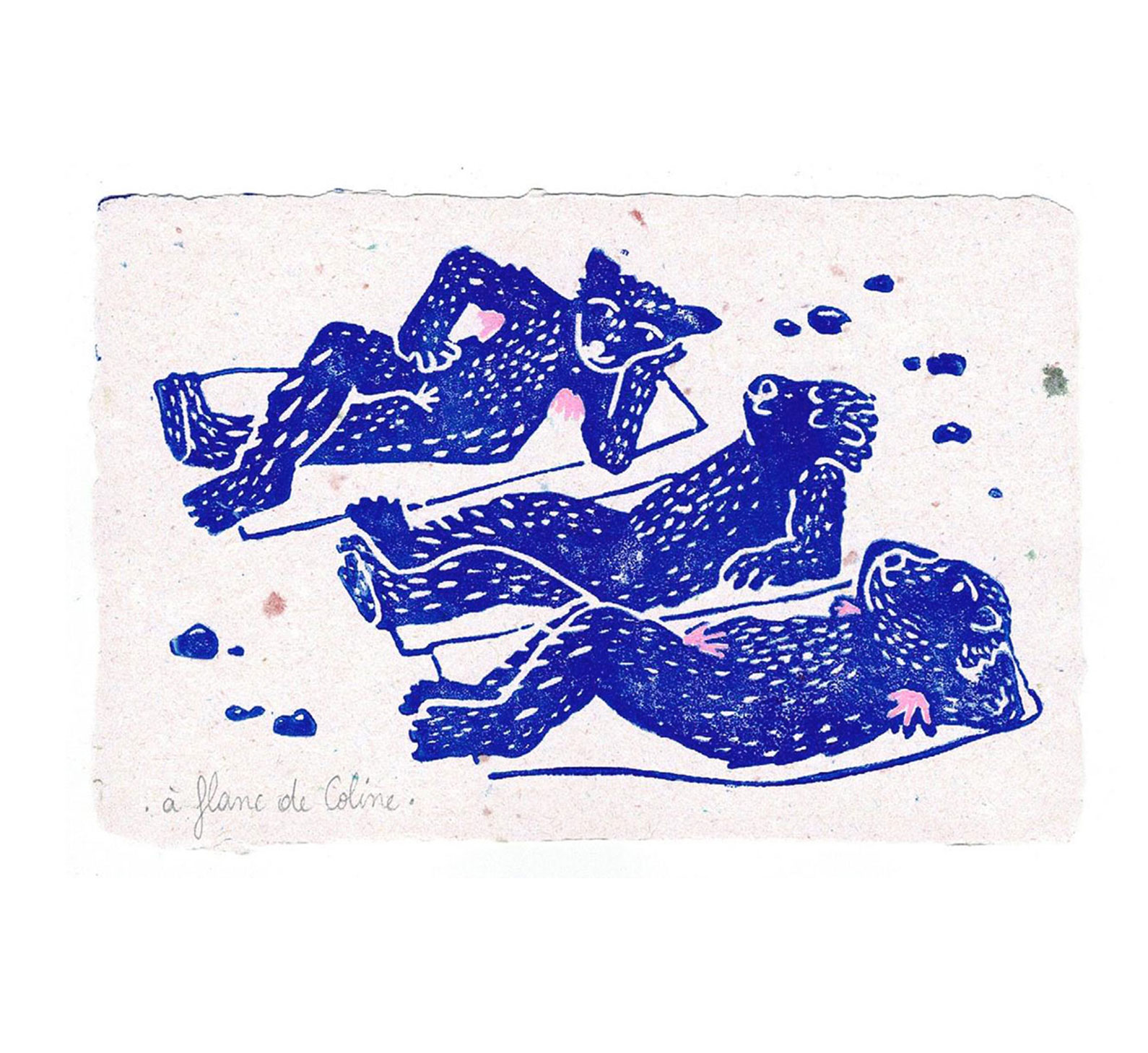 <i>En bord de drôme</i>, linogravure sur papier artisanal, 2024