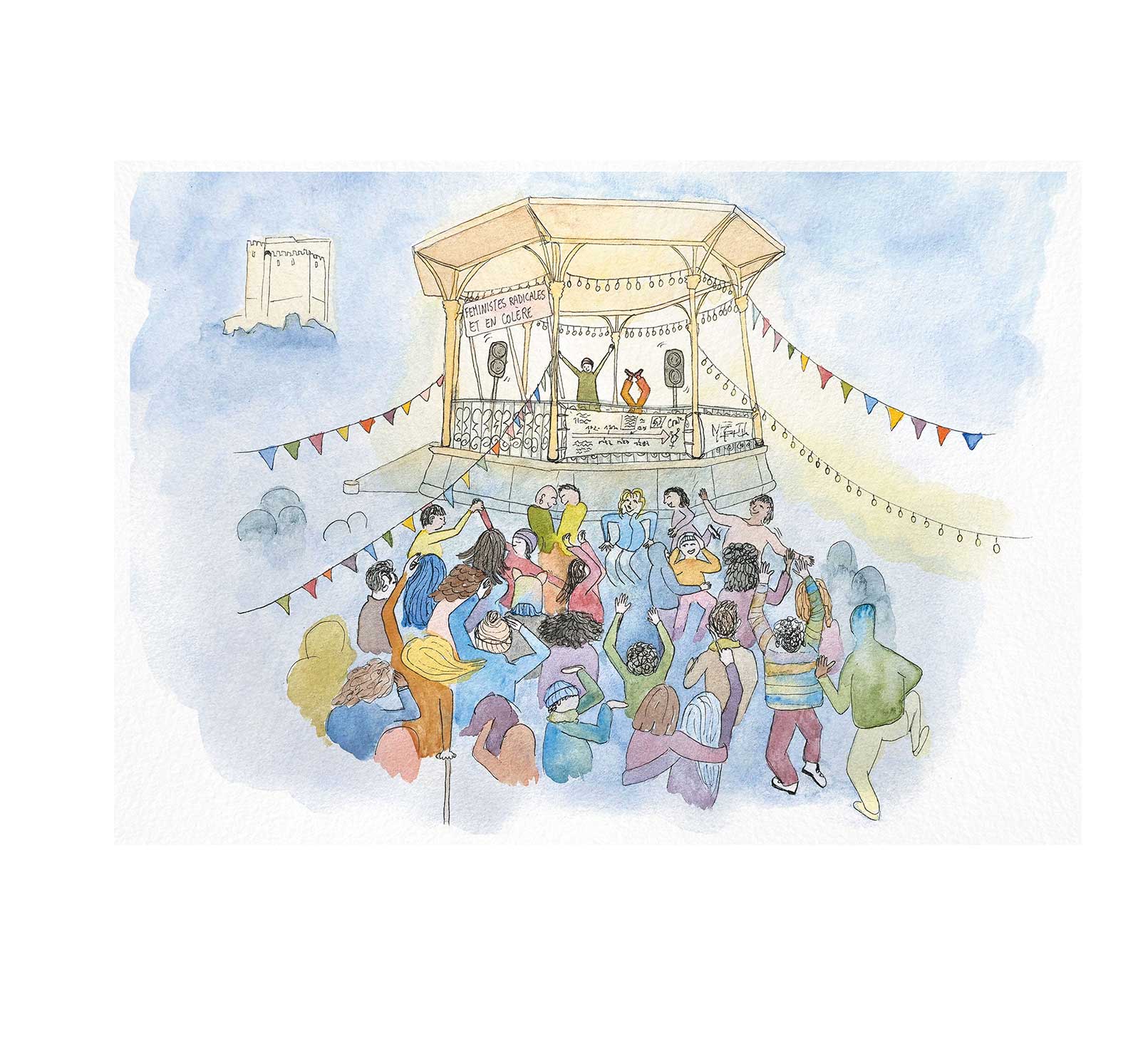 <i>Féministes radicales et en colère</i>, aquarelle, 2023
