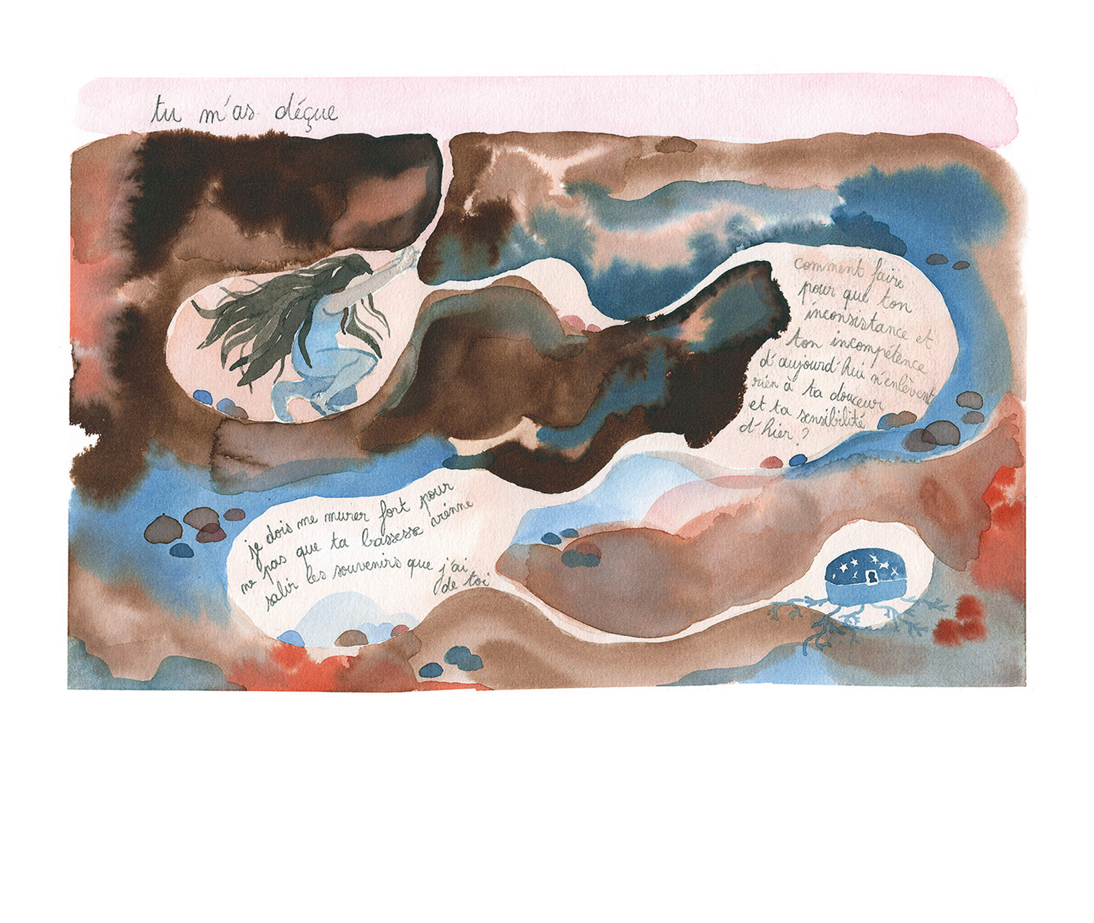 <i>Protéger sa boîte à souvenirs</i>, encre, 2025