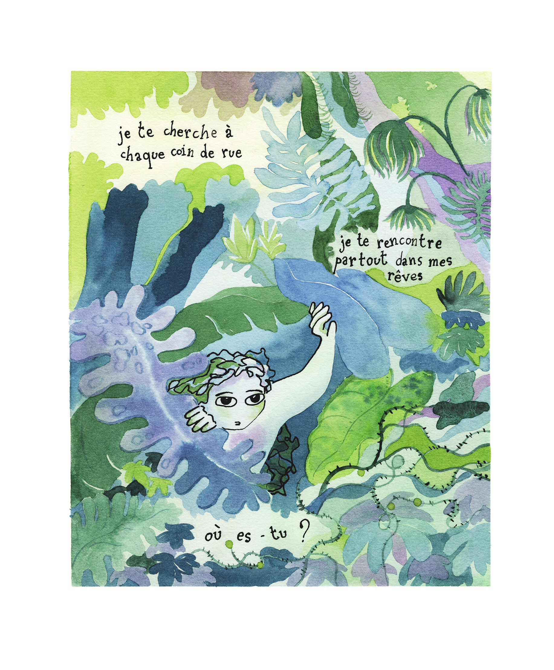 <i>Où es-tu ?</i>, aquarelle, 2026
